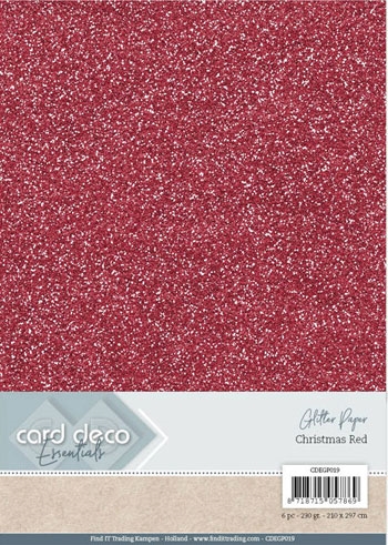  Card Deco Glitter karton  Christmas Red  230g 